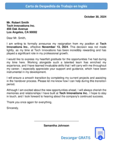 Cartas de Despedida: Guía Definitiva para Comunicar con Profesionalismo y Elegancia 13 ejemplo de Carta de Despedida de Trabajo en Inglés