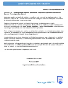Cartas de Despedida: Guía Definitiva para Comunicar con Profesionalismo y Elegancia 9 Modelo de Carta de Despedida de Graduación